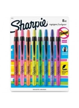 Sharpie 28101 Accent Retractable Highlighter, Assorted ink Chisel point, set of 8